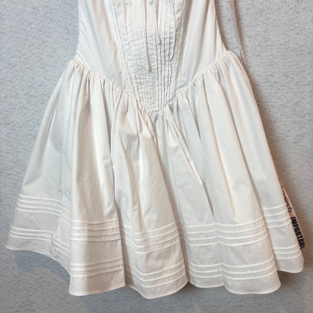 House of CB White Corset Mini Dress XS Cottagecore Lace Ruched Sweetheart - Picture 3 of 8
